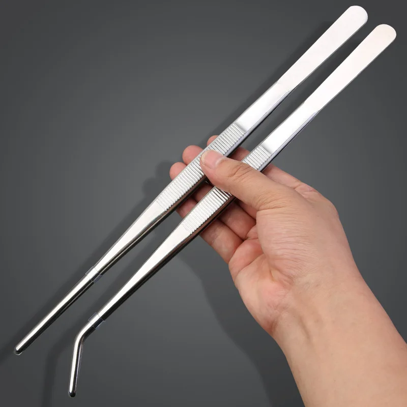 Feeding Tong Stainless - ステンレス多機能鋼エルボピンセット水族館クリップロングトング医療ピンセット鉗子ペット給餌ツールノンスリップ