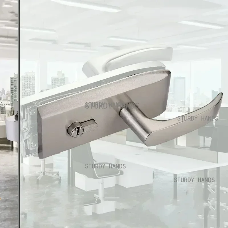 Glass Door Hinge - オフィスガラスドアロック浴室ステンレス鋼ハンドルドアロック寝室バルコニーガラスドアロックセットホームセキュリティハードウェア