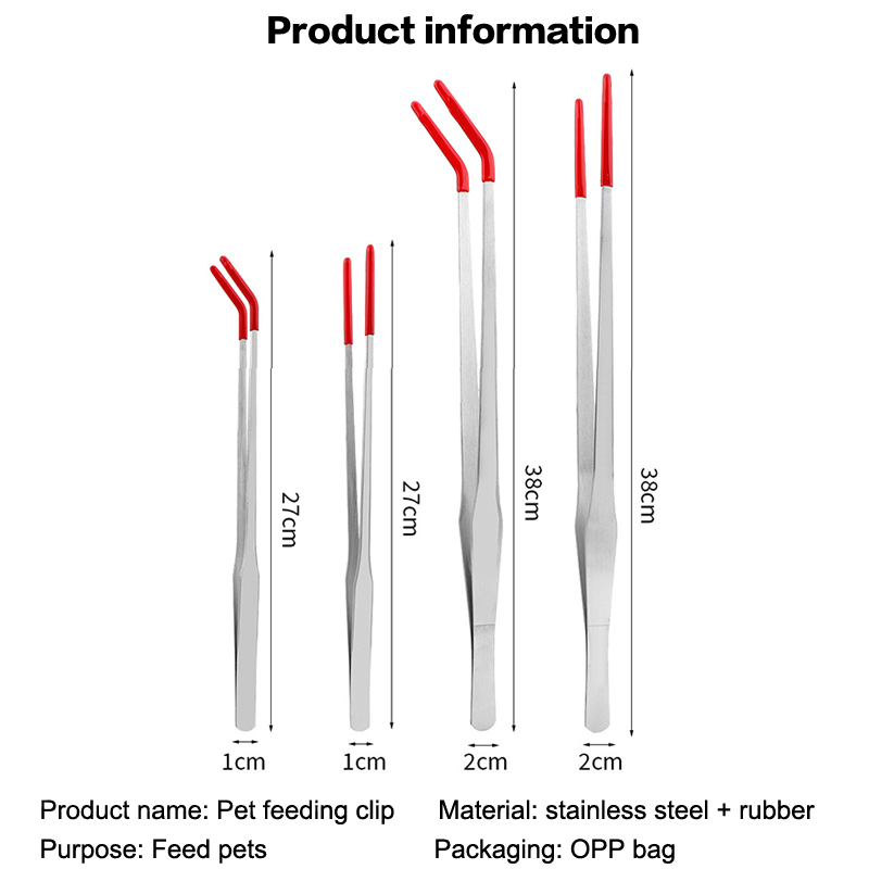 Feeding Tong Stainless - ゴムチップ付き爬虫類給餌用トング、ステンレス製水槽用ピンセット、水槽清掃ツール、蛇ケージアクセサリー