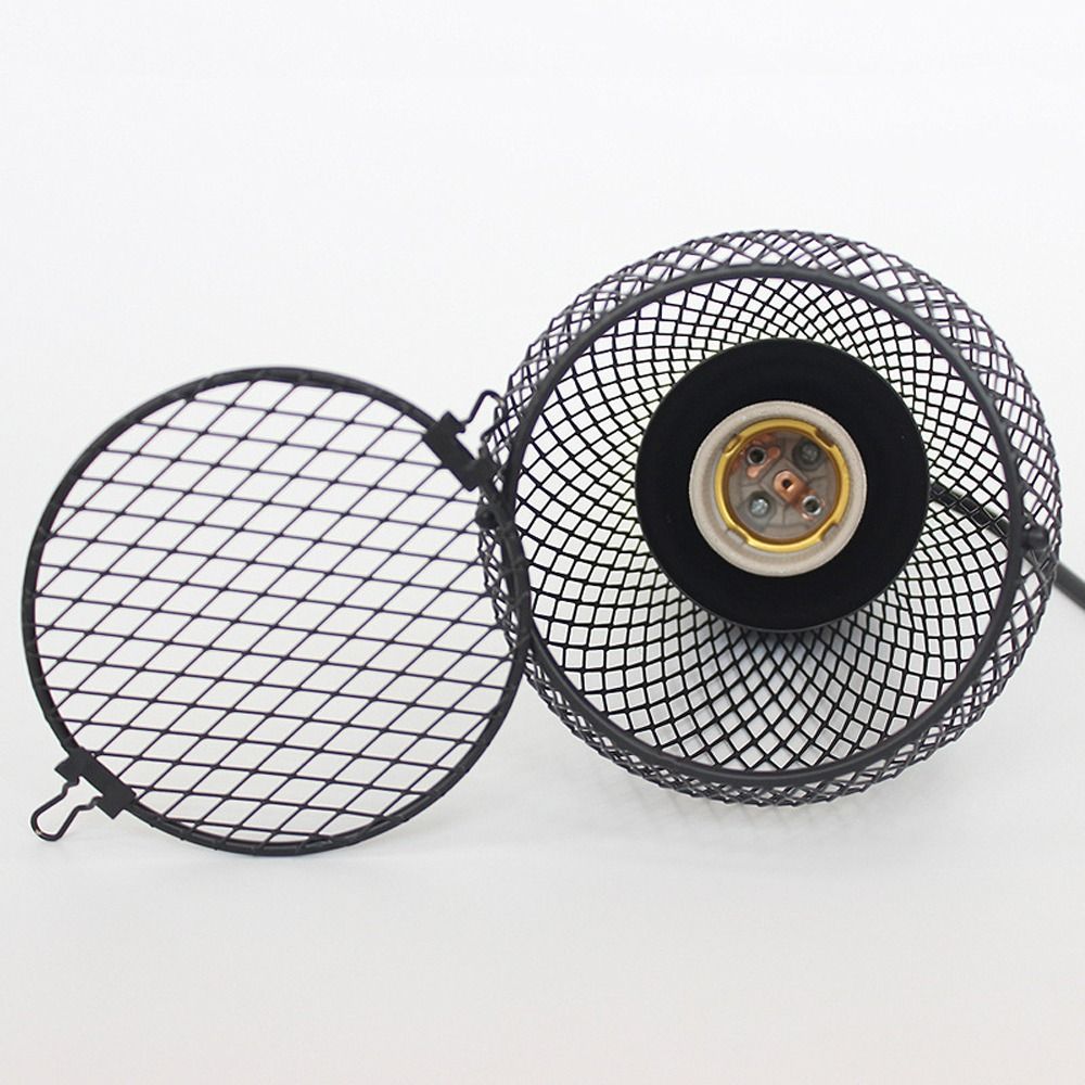 Ceramic Heat Emitter - セラミック熱放射器ペット加熱ランプシェード鉄メッシュドームE27電球ホルダー爬虫類用熱ランプシェードダブルケージ